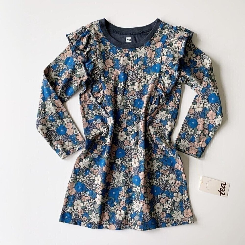 NWT Tea Collection Girl Floral Ruffle Dress 2T 12 Years 14 years